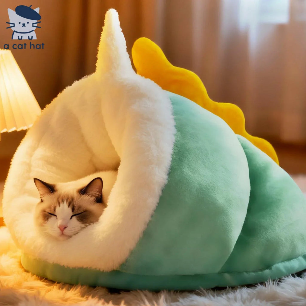 Dailypets Cozy Monster Slipper Cat Bed with Plush Interior and Warm Enclosed Sleeping Space