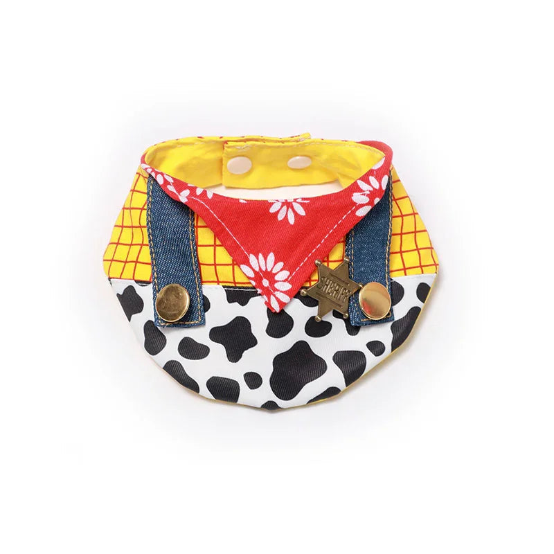 Dailypets Cowboy Sheriff Cat Costume Set with Western Hat and Patchwork Bib