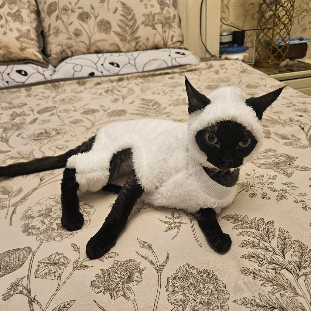Dailypets Sheep Cat Costume with Soft Fleece and Full-Coverage Design