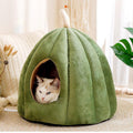 Dailypets Cozy Pumpkin-Shaped Semi-Enclosed Cat Bed with Soft Plush Warm Sleeping Nest