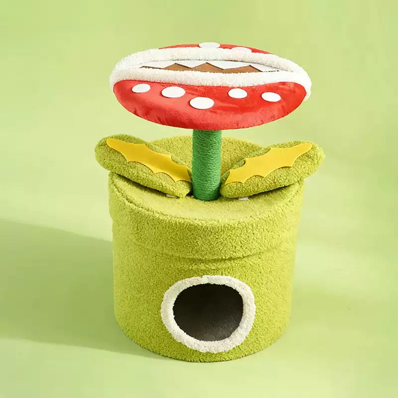 Dailypets Piranha Plant Cat Tree with Cat Cave, Sisal Scratching Post and Cozy Perch