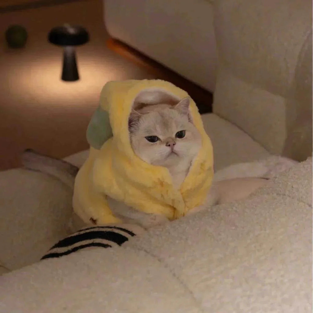 Dailypets Funny Banana Cat Costume with Cozy Plush Fabric for Everyday Dress-Up