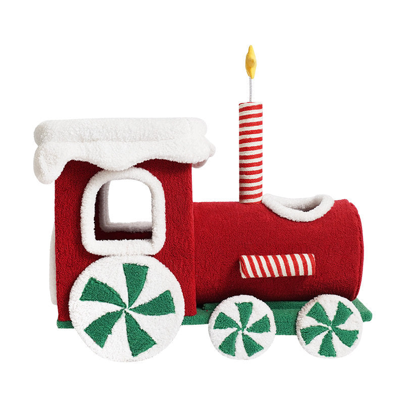 Dailypets Christmas Cat Activity Tree with Connected Cat Houses and Scratching Posts