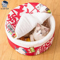 Dailypets Japanese Ramen Bowl Cat Bed – Plush Round Bed for Indoor Cats
