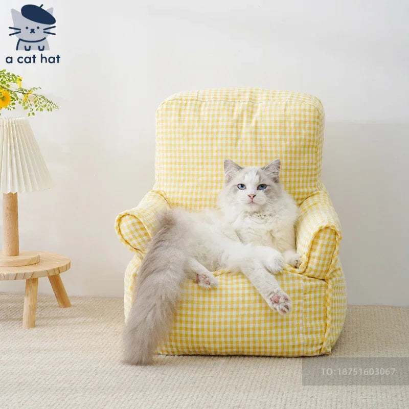 Dailypets Cozy Cat Sofa Bed – Soft Mini Chair with Raised Back and Armrests