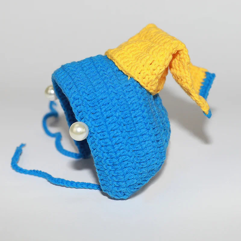 Dailypets Pearl Girl Knitted Cat Hat with Elegant Pearl Accents