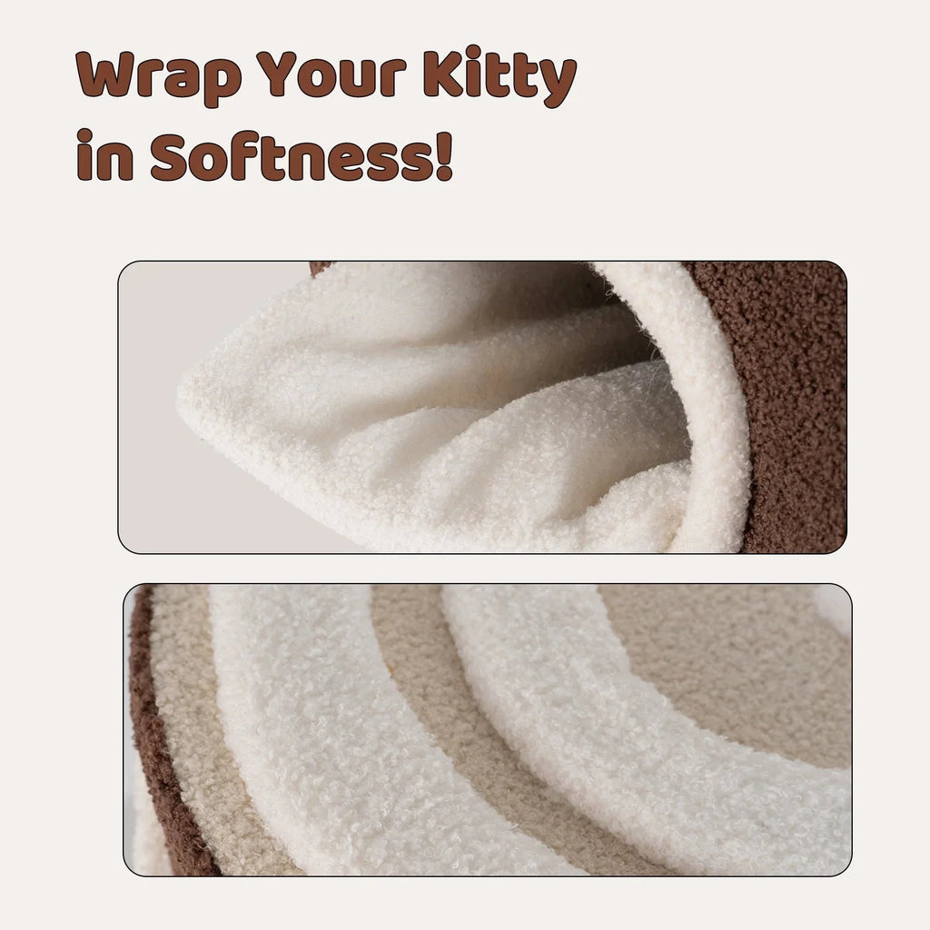 Dailypets Cozy Cat Hideaway Bed with Teddy Velvet Interior and Enclosed Sleeping Space
