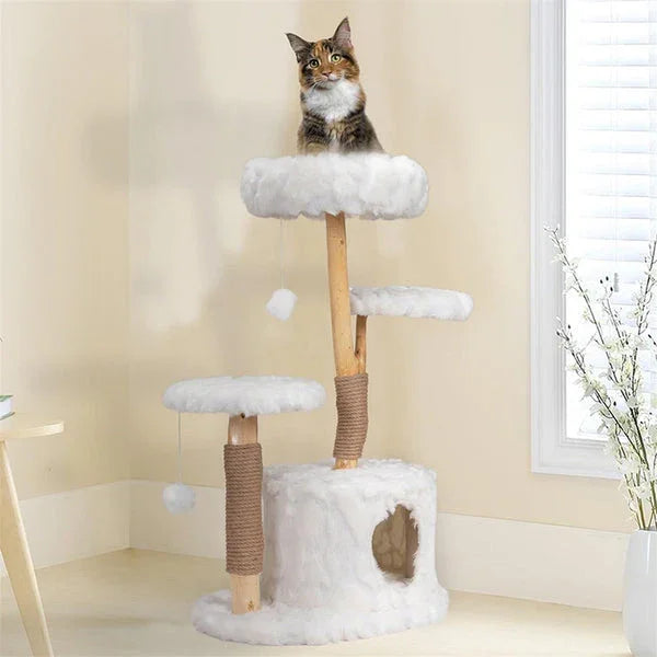 Dailypets Cloud-Inspired Cat Tree with Multi-Level Platforms, Cozy Hideaway and Scratching Posts