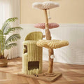 Dailypets Flower Cloud-Top Cat Tree with Fruitwood Posts and Cozy Cat Cave for Indoor Cats