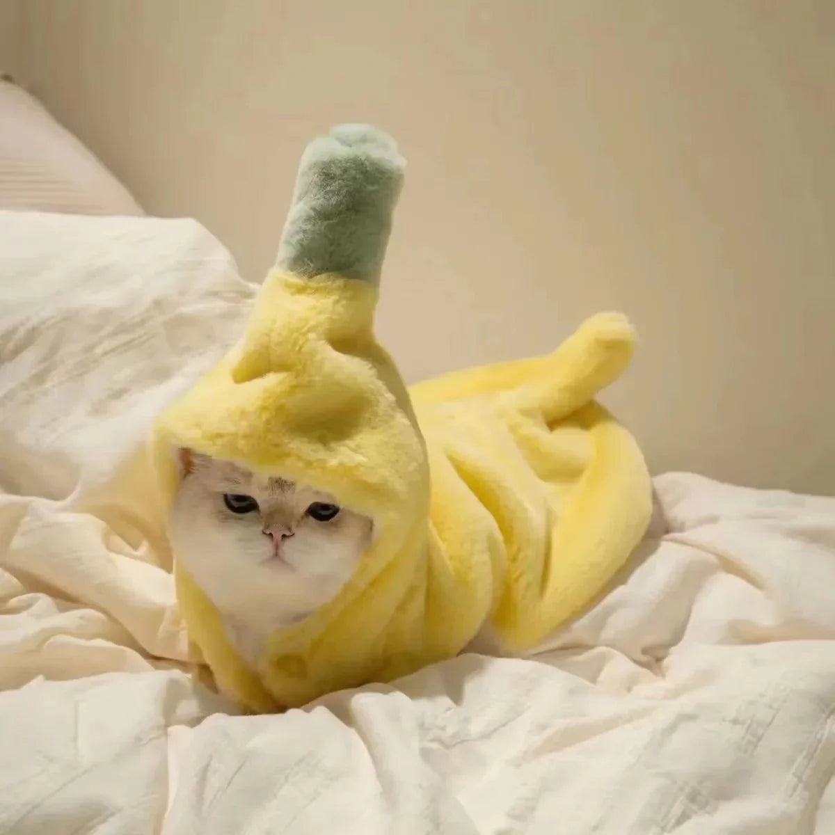 Dailypets Funny Banana Cat Costume with Cozy Plush Fabric for Everyday Dress-Up