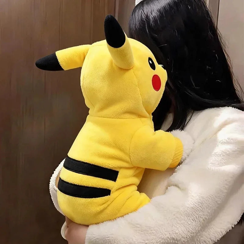 Dailypets Pikachu Cat Costume with Soft Plush Fabric and Four-Leg Design