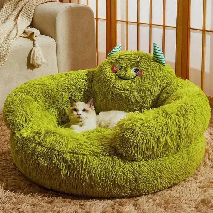 Dailypets Monster Plush Cat Bed – Soft Calming Nest for Indoor Cats