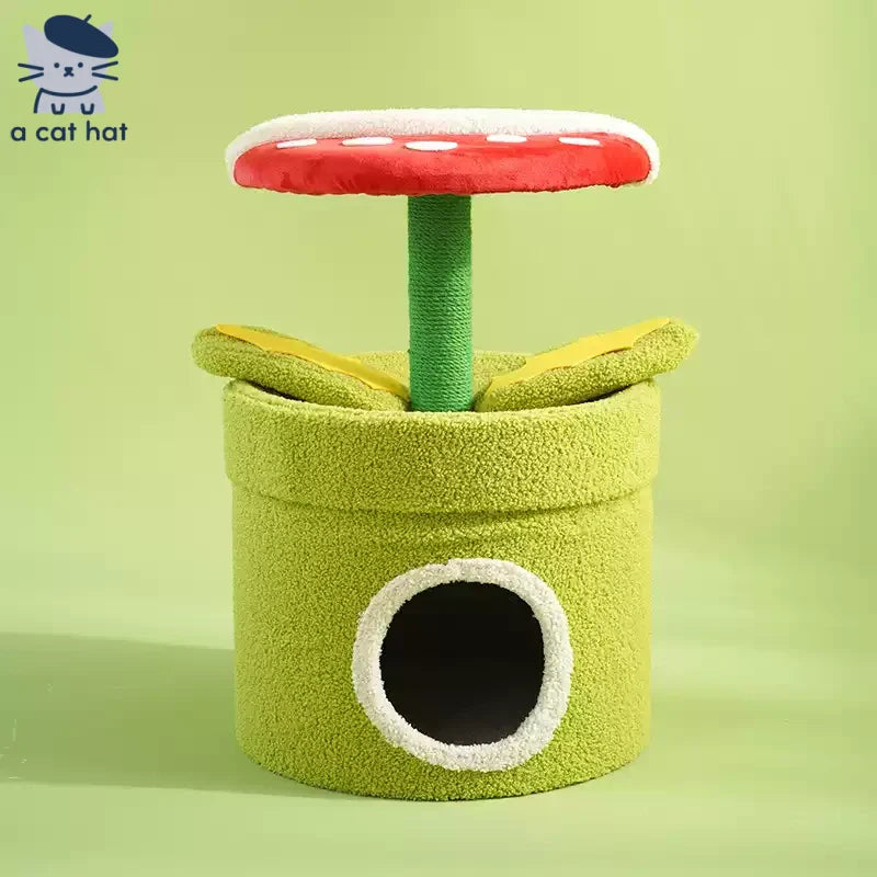 Dailypets Piranha Plant Cat Tree with Cat Cave, Sisal Scratching Post and Cozy Perch