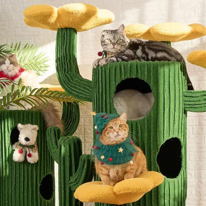 Dailypets Desert Bloom Cactus Cat Tree with Multi-Level Condos and Sisal Scratching Posts