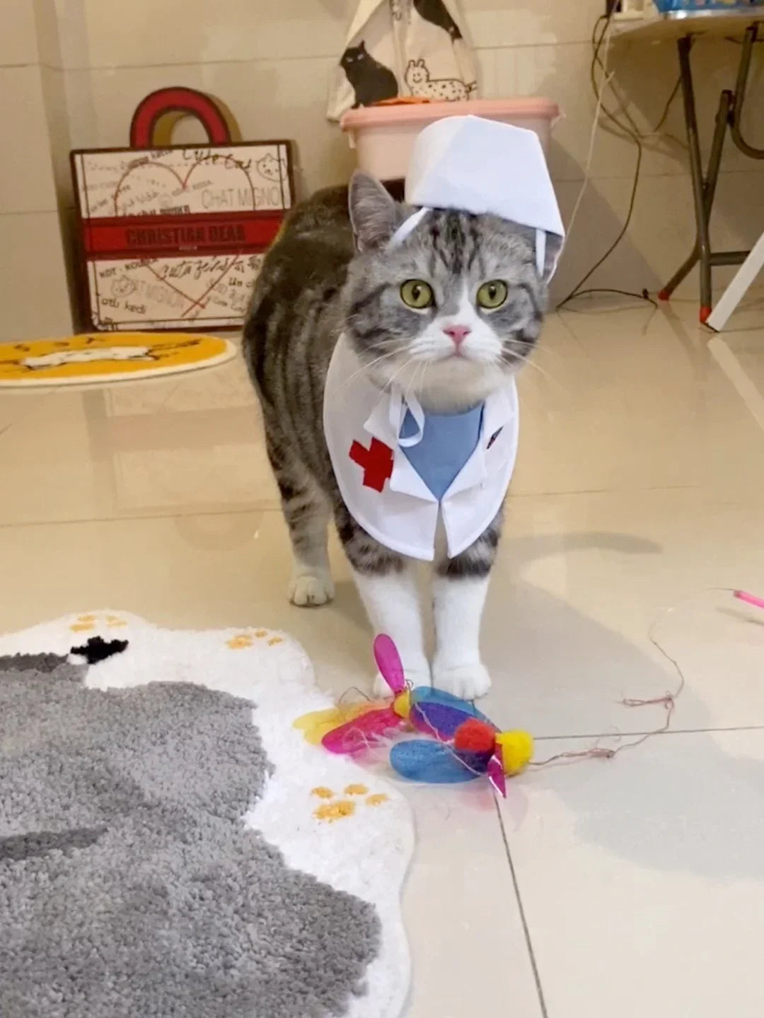 Dailypets Medical-Themed Cat Costume Set for Parties and Special Occasions
