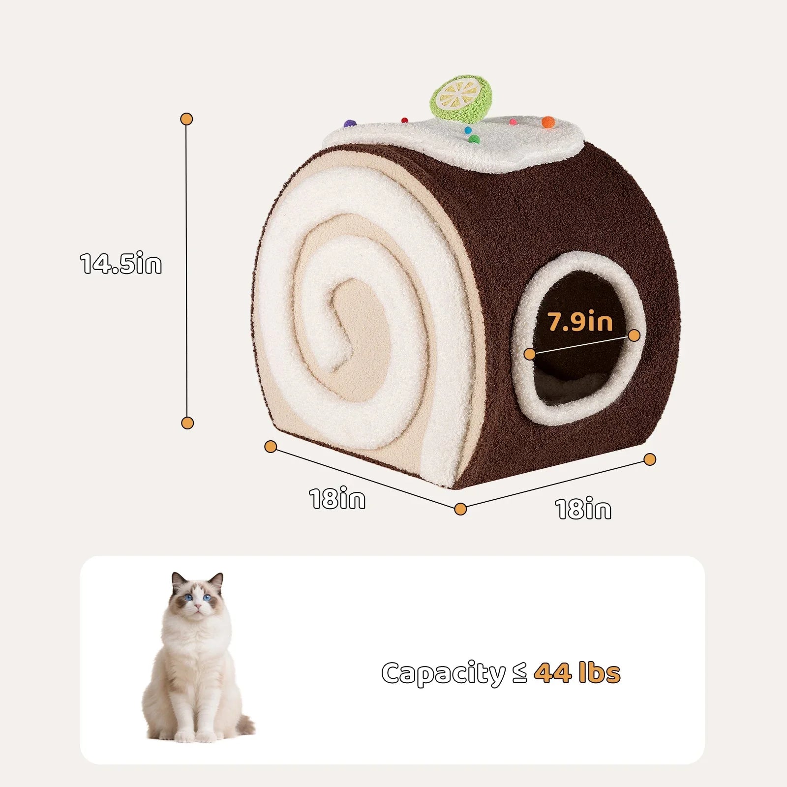Dailypets Cozy Cat Hideaway Bed with Teddy Velvet Interior and Enclosed Sleeping Space