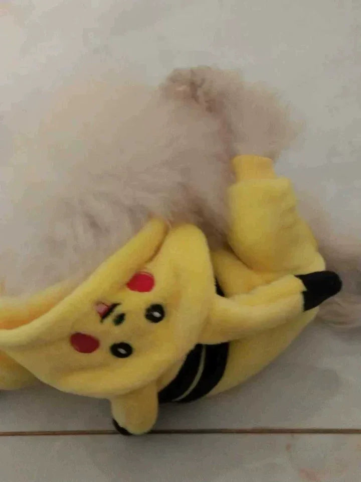 Dailypets Pikachu Cat Costume with Soft Plush Fabric and Four-Leg Design