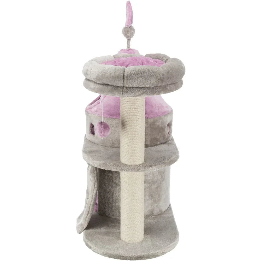 Dailypets Princess Castle Cat Tree with Plush Hideaway, Scratching Post and Elevated Lounger