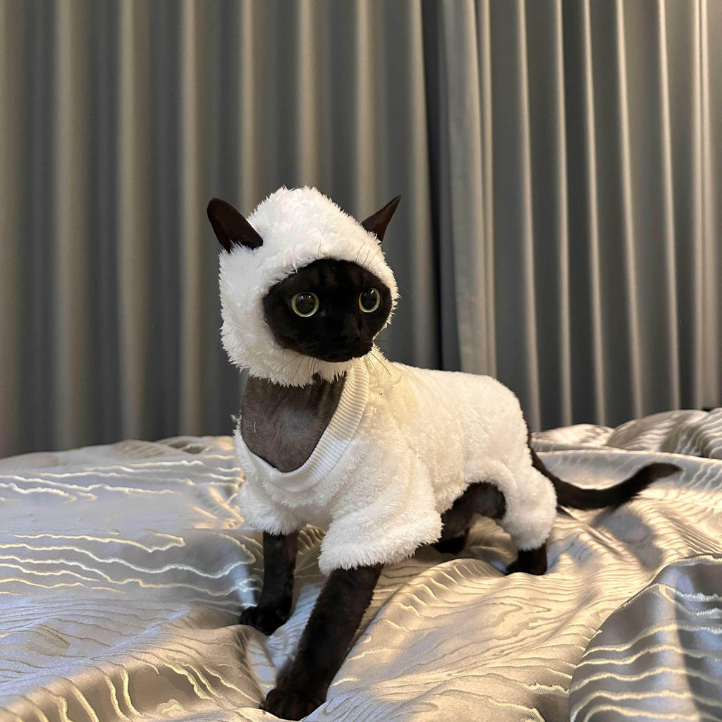 Dailypets Sheep Cat Costume with Soft Fleece and Full-Coverage Design