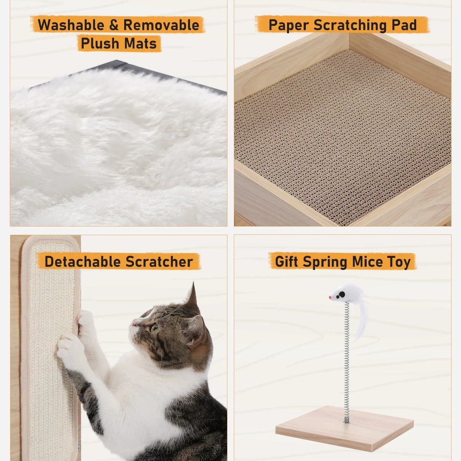 Dailypets Modern Side Table Cat Tree with Cozy Cat Condo, Scratching Post and Open Loungers