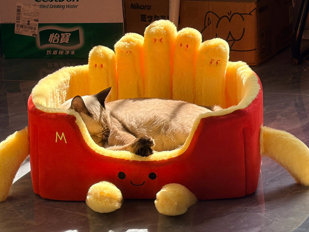 Dailypets Designer Cat Bed – French Fry Box Plush Lounge for Cats