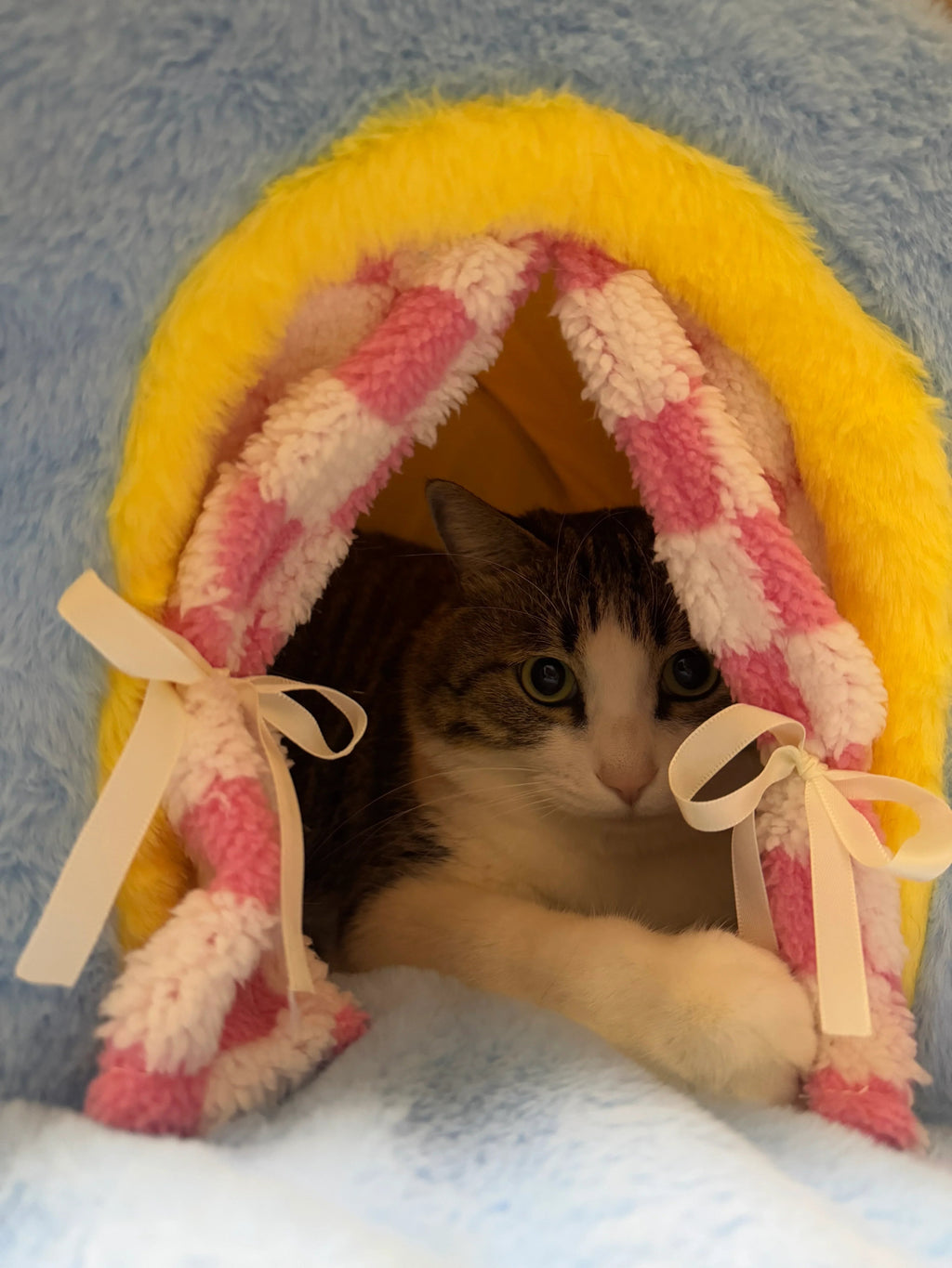 Dailypets Portable Balcony Cat House – Cozy Plush Indoor Hideaway for Cats