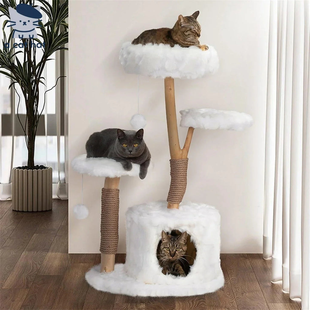 Dailypets Cloud-Inspired Cat Tree with Multi-Level Platforms, Cozy Hideaway and Scratching Posts