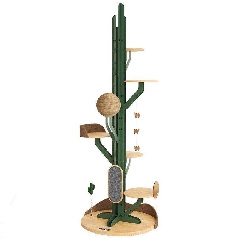 Dailypets Adjustable Floor-to-Ceiling Cat Tree with Wooden Platforms and Hanging Toys