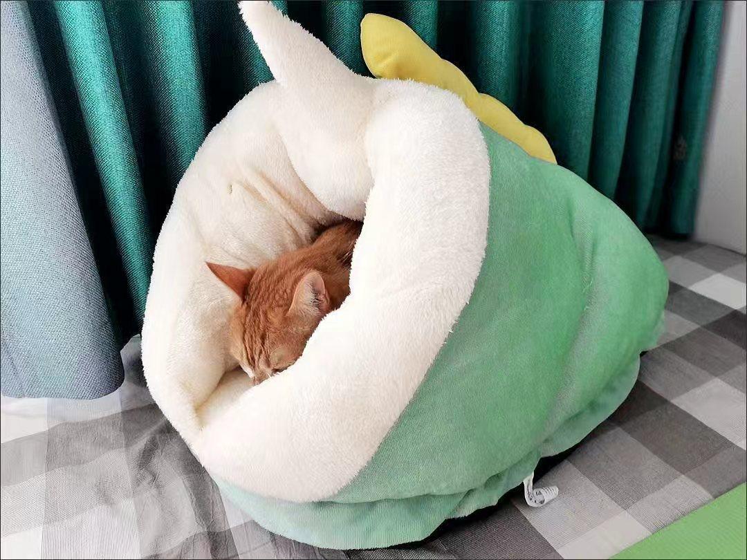 Dailypets Cozy Monster Slipper Cat Bed with Plush Interior and Warm Enclosed Sleeping Space