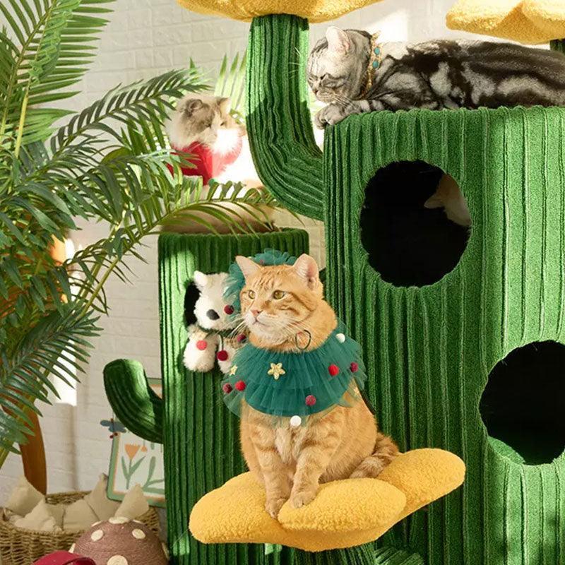 Dailypets Desert Bloom Cactus Cat Tree with Multi-Level Condos and Sisal Scratching Posts