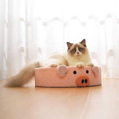 Dailypets Cartoon Pig Cat Scratcher and Bowl-Shaped Lounger with High-Density Sisal Surface