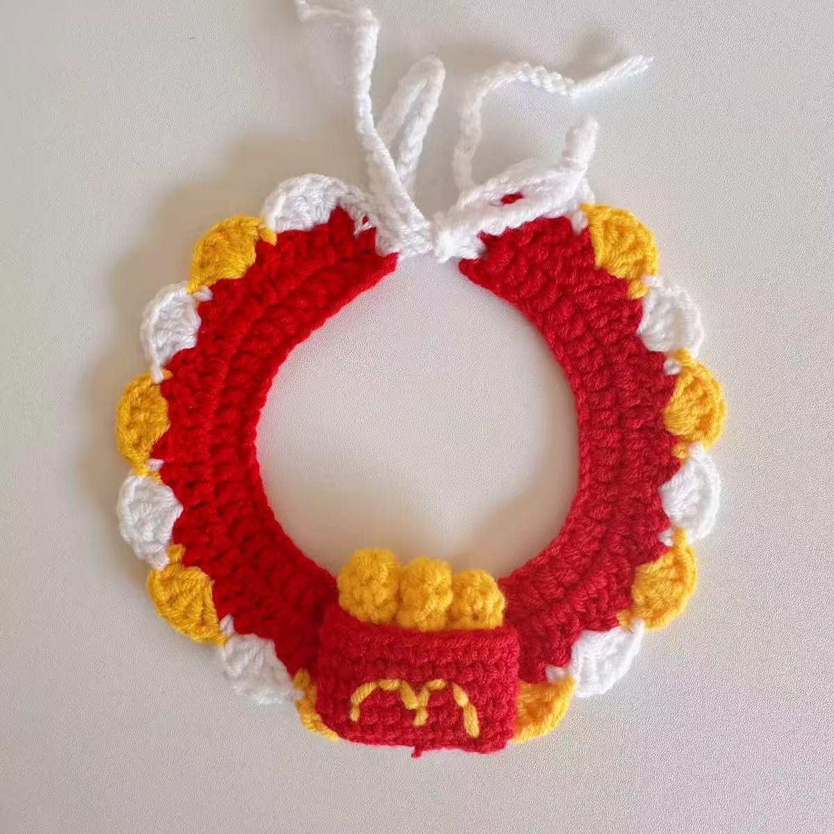 Dailypets Food Party Cat Hat and Scarf Set with Hamburger and Fries Designs