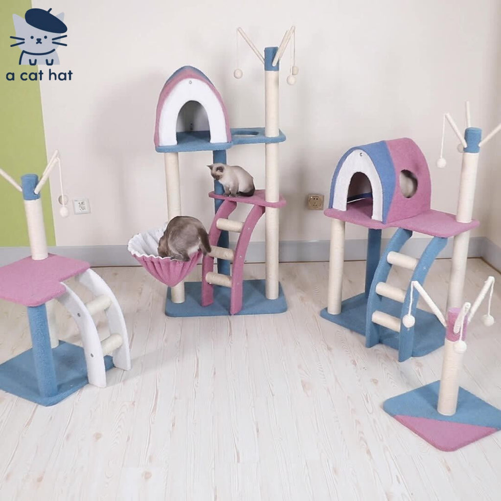 Dailypets Morandi Cat Tree with Kitty Condo, Hammock and Sisal Scratching Posts
