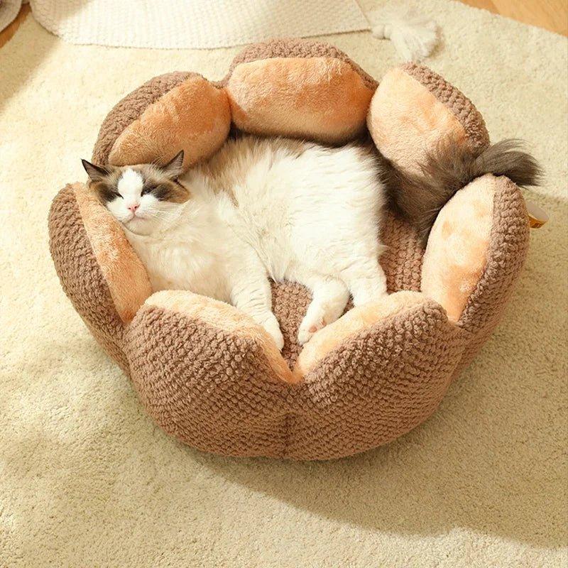 Dailypets Cloud-Soft Cat Bed – Lotus Petal Bolster Nest for Cats and Small Pets
