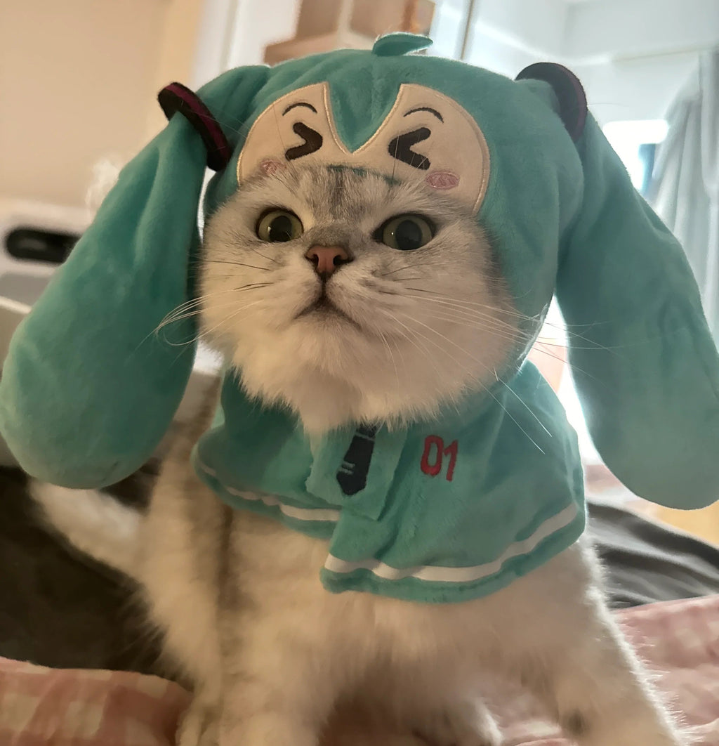 Dailypets Character-Inspired Cat Shawl with Soft Fabric and Mint Green Design