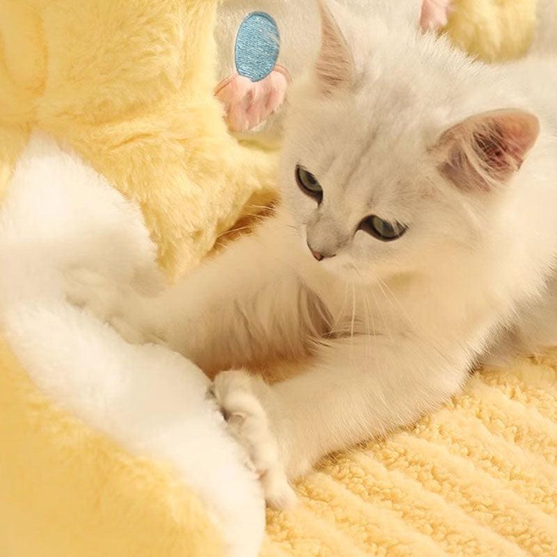 Dailypets Snuggle Cat Nest Bed – Teddy Velvet Cartoon Bed with 3D Sponge Filling