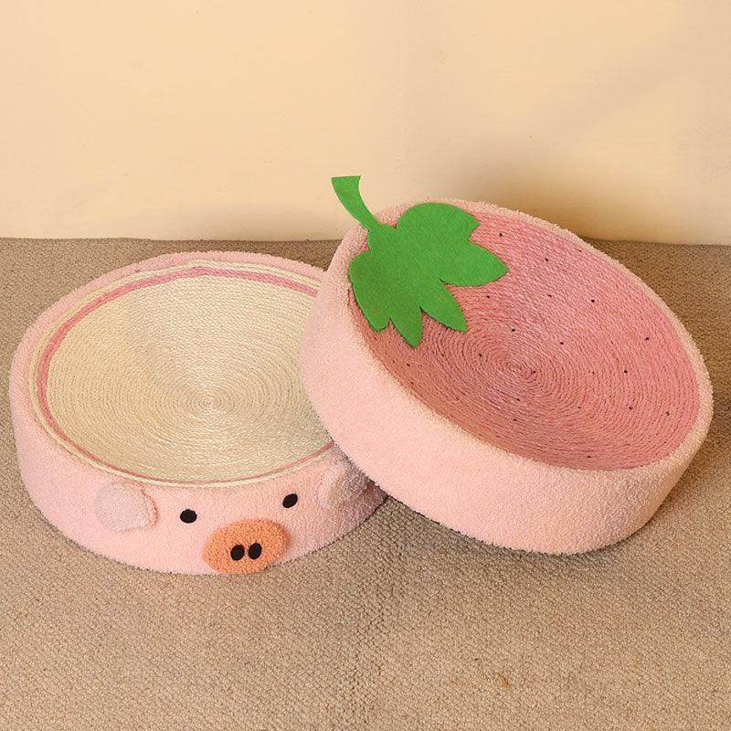 Dailypets Cartoon Pig Cat Scratcher and Bowl-Shaped Lounger with High-Density Sisal Surface