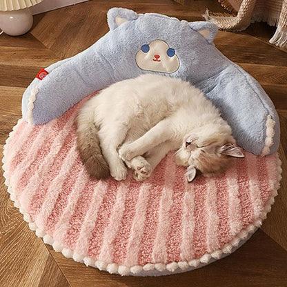 Dailypets Snuggle Cat Nest Bed – Teddy Velvet Cartoon Bed with 3D Sponge Filling