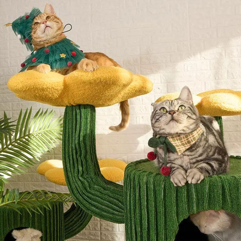 Dailypets Desert Bloom Cactus Cat Tree with Multi-Level Condos and Sisal Scratching Posts