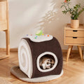 Dailypets Cozy Cat Hideaway Bed with Teddy Velvet Interior and Enclosed Sleeping Space