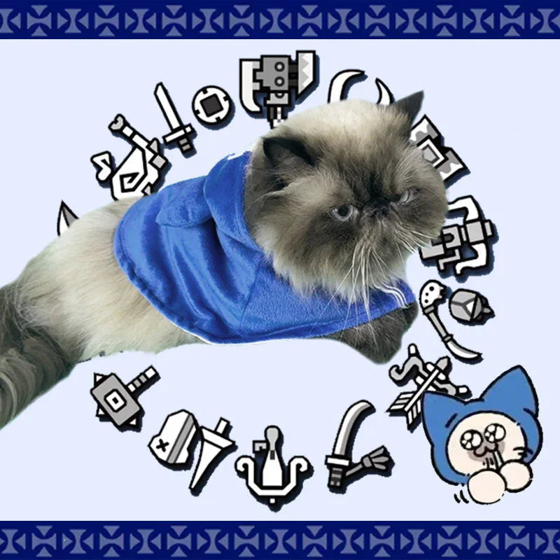 Dailypets Palico-Inspired Cat Cloak with Soft Flannel and Adjustable Neck Closure