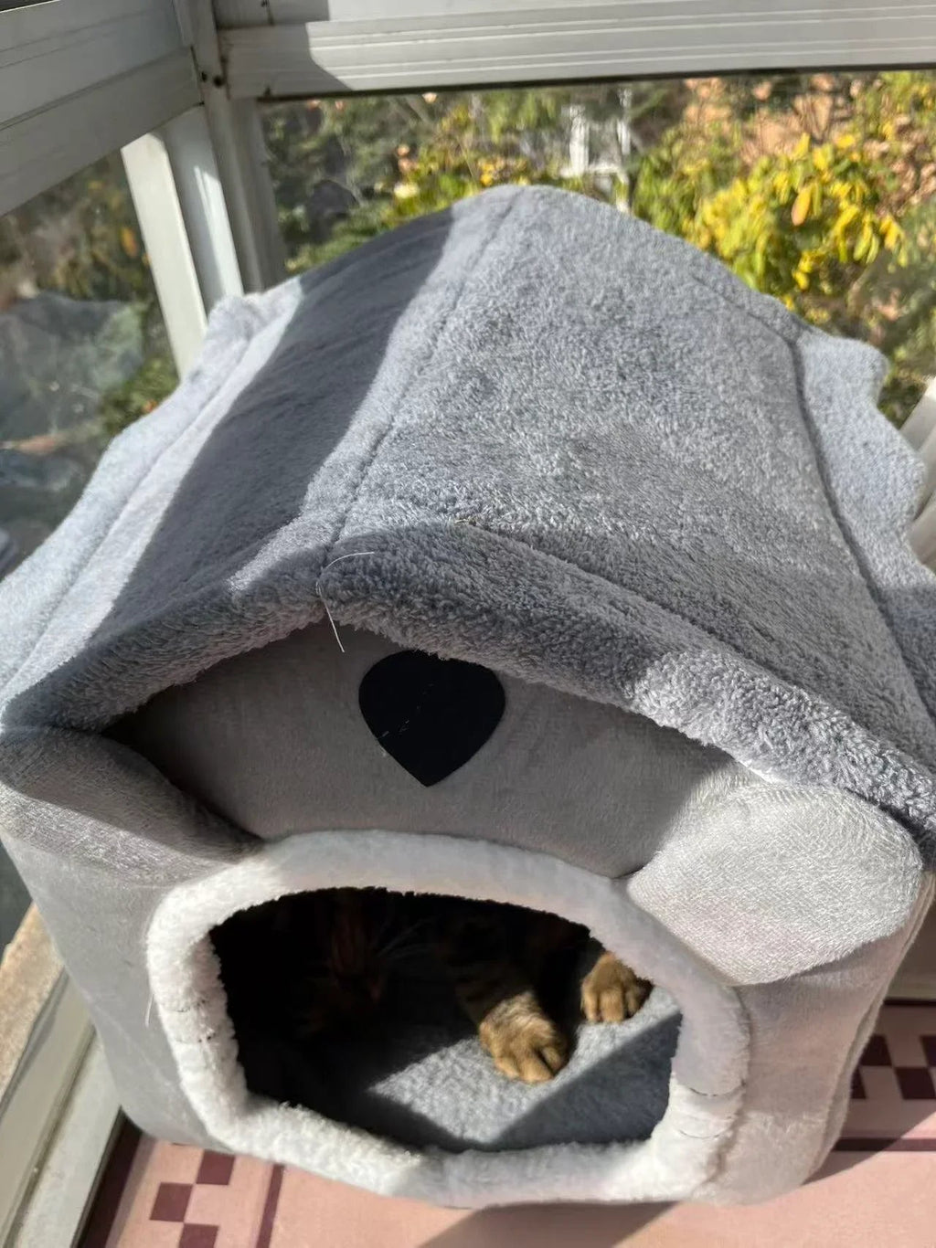 Dailypets Plush Rabbit Cat Cave Bed with Cozy Enclosed Design for Warm Indoor Comfort
