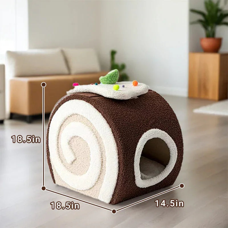 Dailypets Cozy Cat Hideaway Bed with Teddy Velvet Interior and Enclosed Sleeping Space