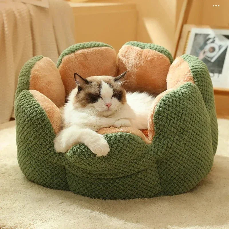 Dailypets Cloud-Soft Cat Bed – Lotus Petal Bolster Nest for Cats and Small Pets