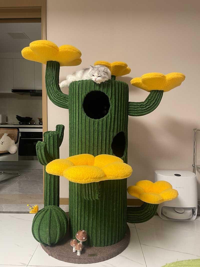 Dailypets Desert Bloom Cactus Cat Tree with Multi-Level Condos and Sisal Scratching Posts