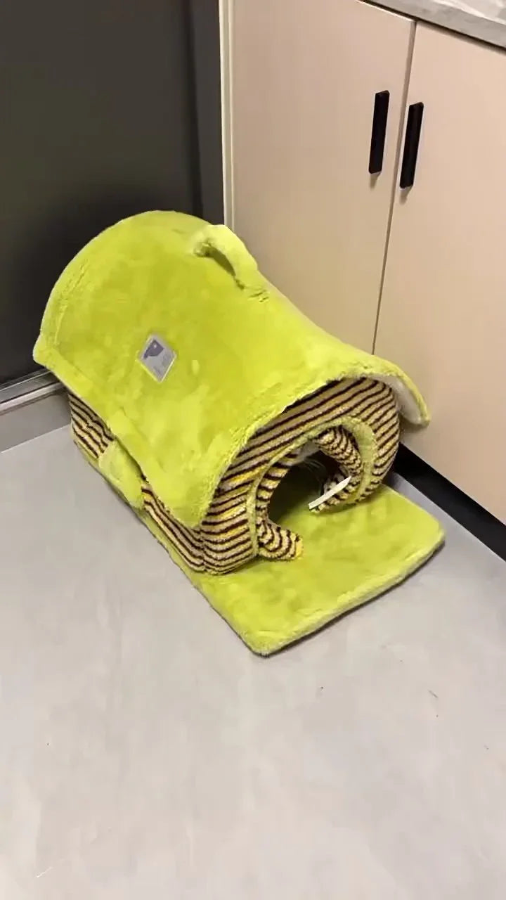 Dailypets Portable Balcony Cat House – Cozy Plush Indoor Hideaway for Cats
