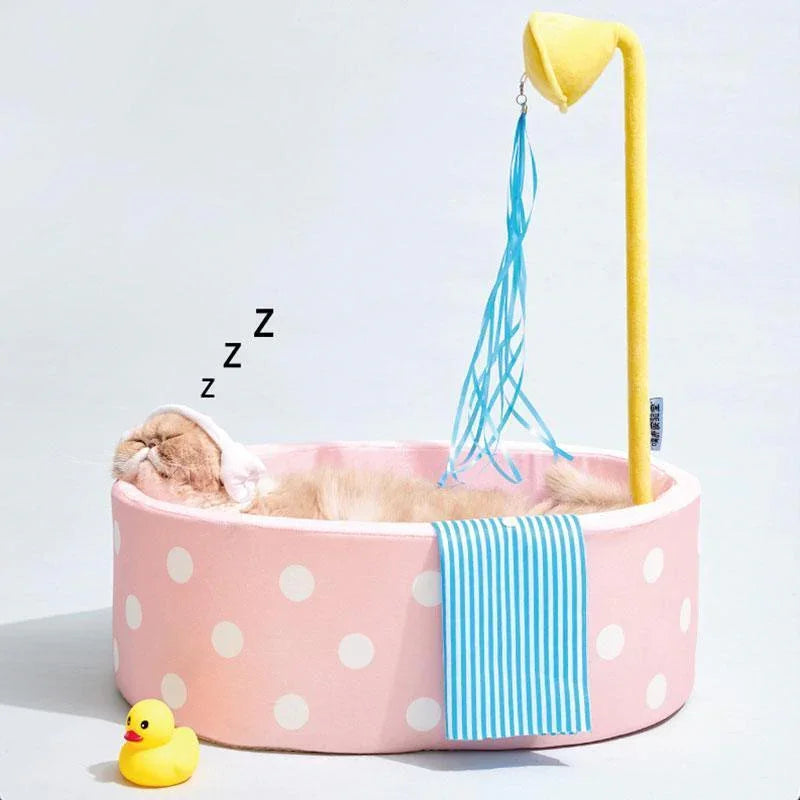 Dailypets Bubble Tub Cat Bed – Cozy Pink Cave Bed for Indoor Cats