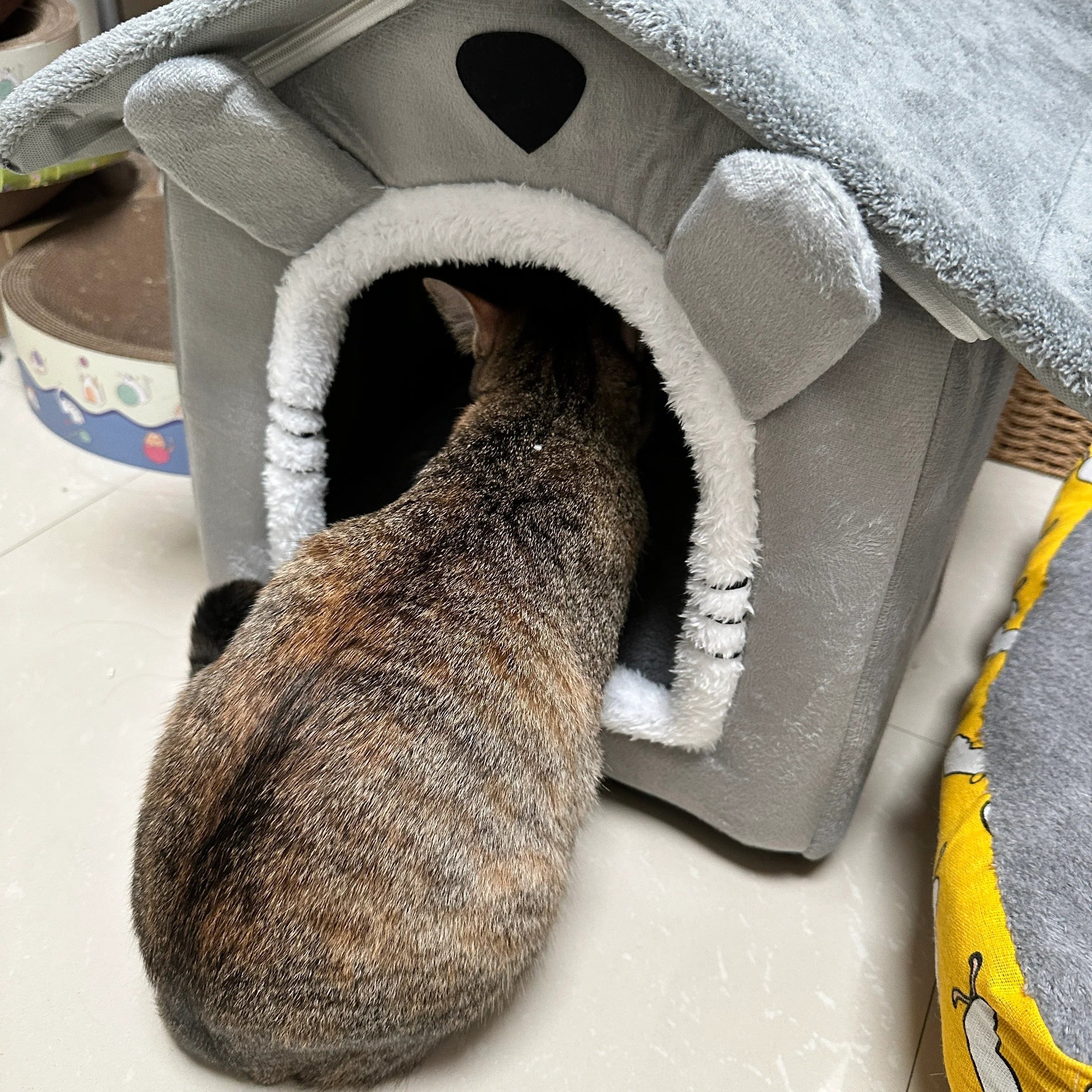 Dailypets Plush Rabbit Cat Cave Bed with Cozy Enclosed Design for Warm Indoor Comfort