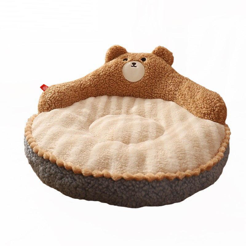 Dailypets Snuggle Cat Nest Bed – Teddy Velvet Cartoon Bed with 3D Sponge Filling