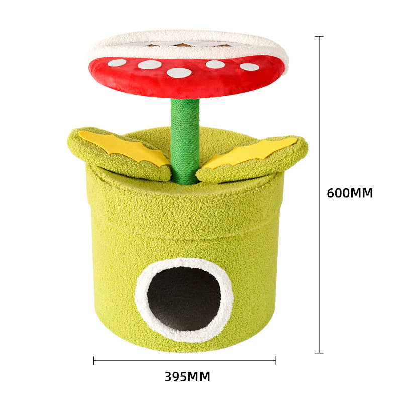 Dailypets Piranha Plant Cat Tree with Cat Cave, Sisal Scratching Post and Cozy Perch